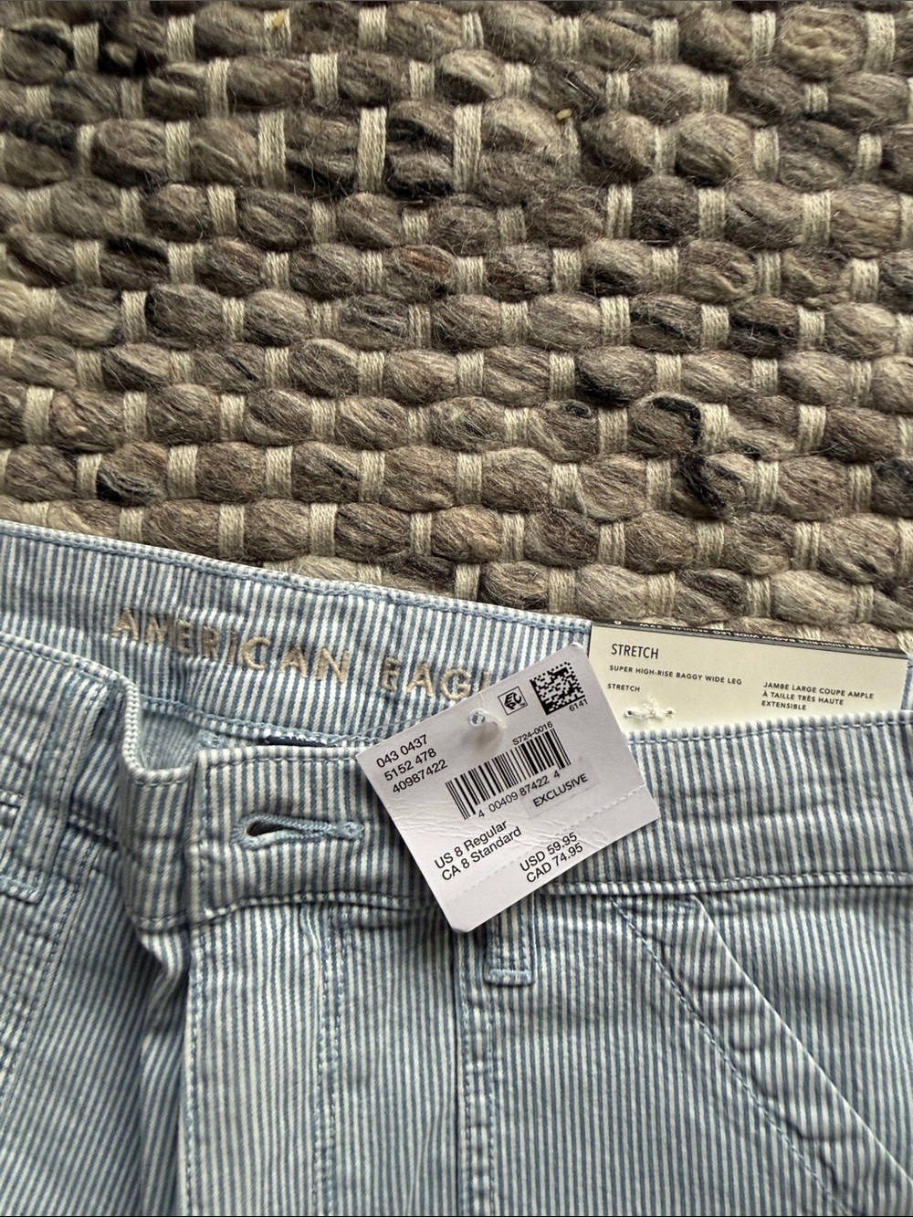 American Eagle Outfitters Light Blue Pinstripe Wide Leg Jeans